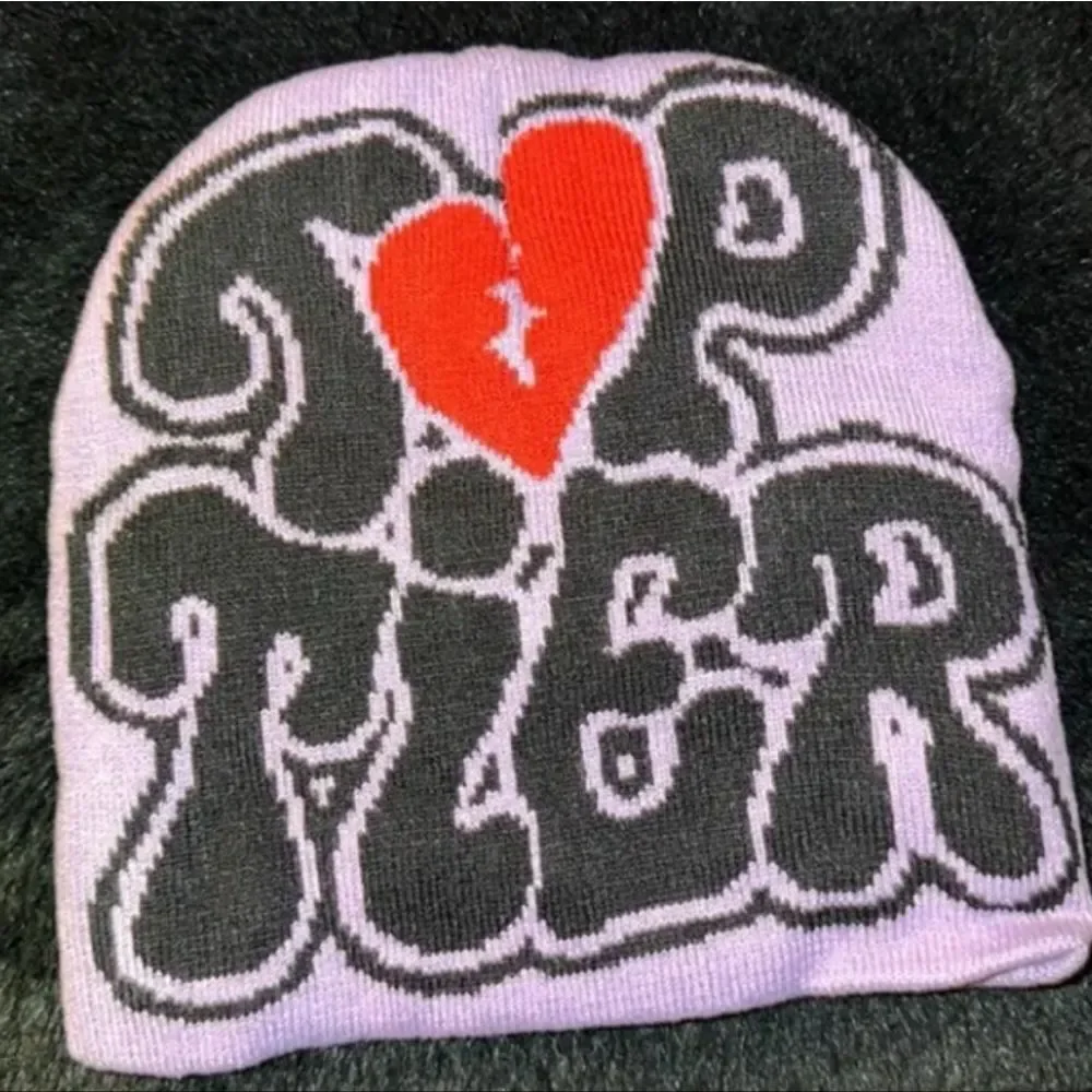 Top Tier Purple Beanie with Red Heart